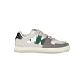 Sneaker homme en polyester blanc de Calvin Klein, vue de face, avec design moderne et semelle blanche visible.