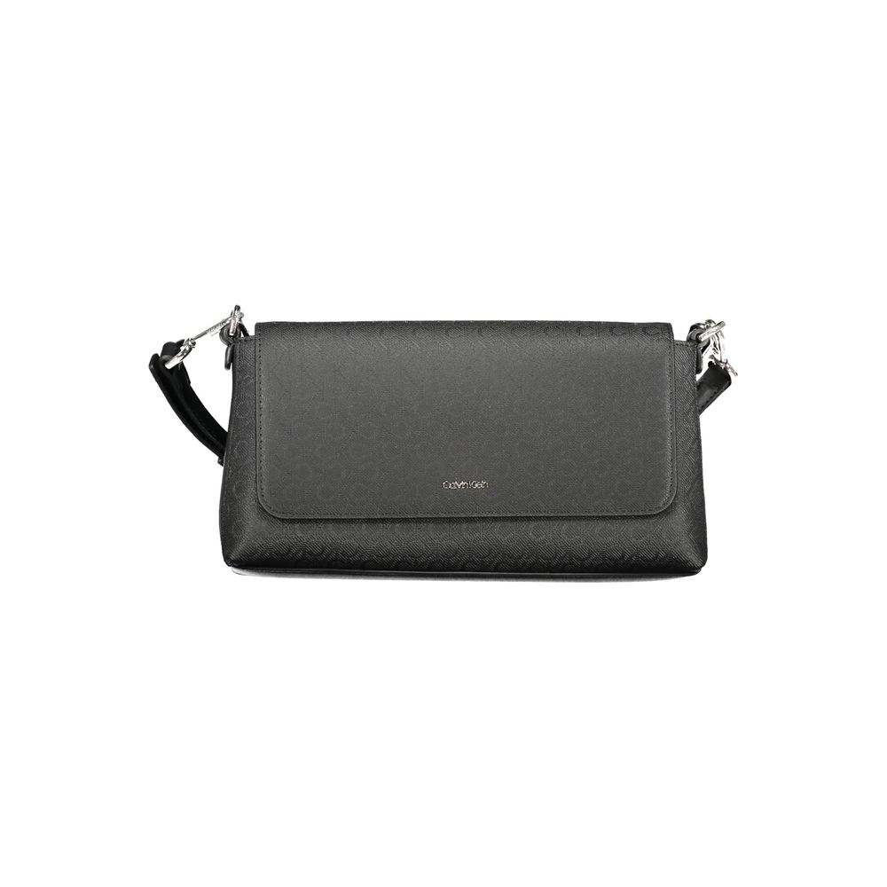 Sac à bandoulière pour femmes Calvin Klein en polyester noir, avec détails élégants et design moderne visible sur l'image.