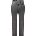 Jeans femme en coton noir Tommy Hilfiger, coupe classique, détails élégants, porté sur un fond neutre.