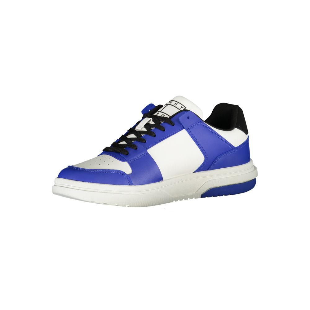 Chaussures sneakers homme Tommy Hilfiger en polyéthylène bleu, style décontracté et confortable.