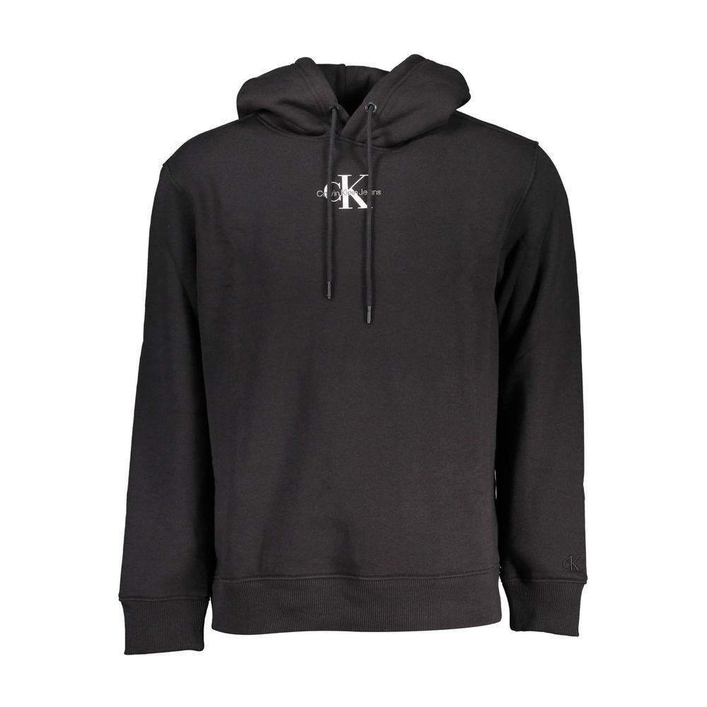 Sweat à capuche en coton noir pour homme de la marque Calvin Klein, détail du pull élégant et confortable.