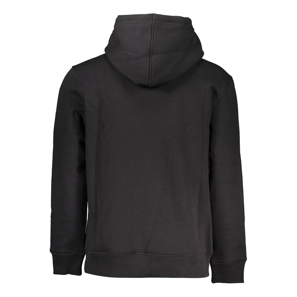 Sweat à capuche en coton noir pour homme de la marque Calvin Klein, vue de face avec logo discret sur la poitrine.