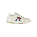 Chaussures femmes Tommy Hilfiger Bianco en cuir blanc, baskets élégantes avec semelle blanche et détails de marque.