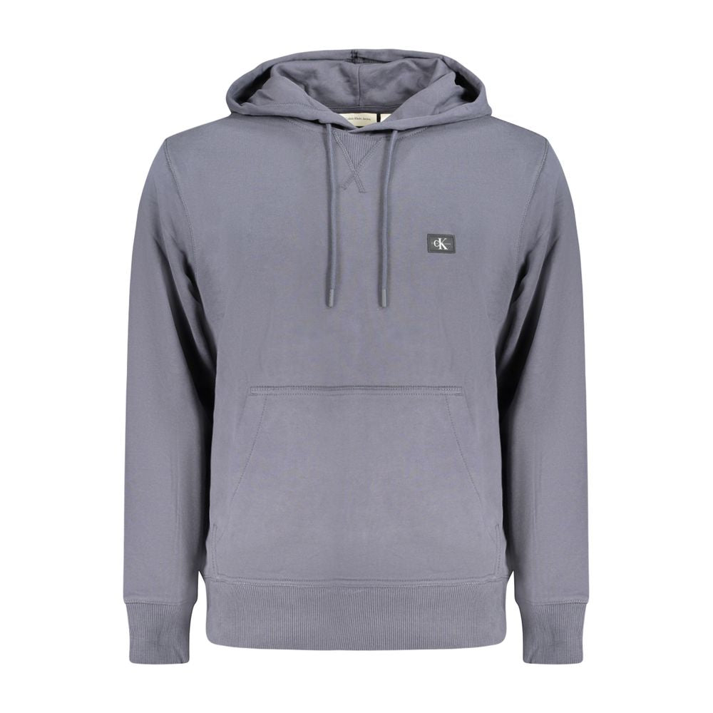 Sweat à capuche pour homme Calvin Klein en coton bleu, veste décontractée avec logo discret, vue de face.