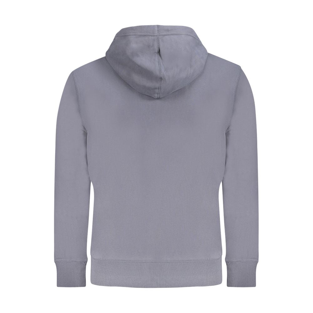 Sweat à capuche pour homme en coton bleu de marque Calvin Klein, vue de face avec logo visible.