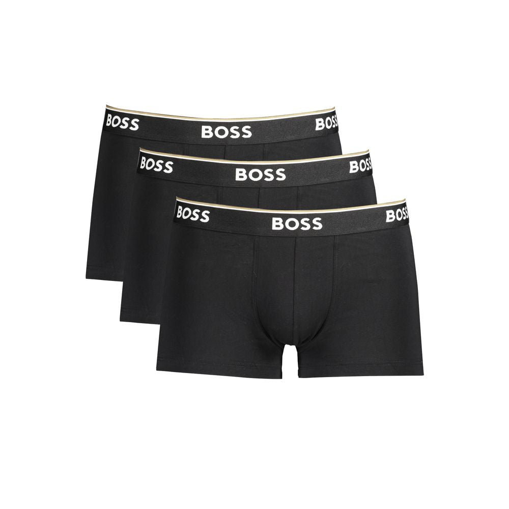 Boxers pour hommes Hugo Boss en coton noir, coupe confortable et élégante, sous-vêtements masculins de haute qualité.