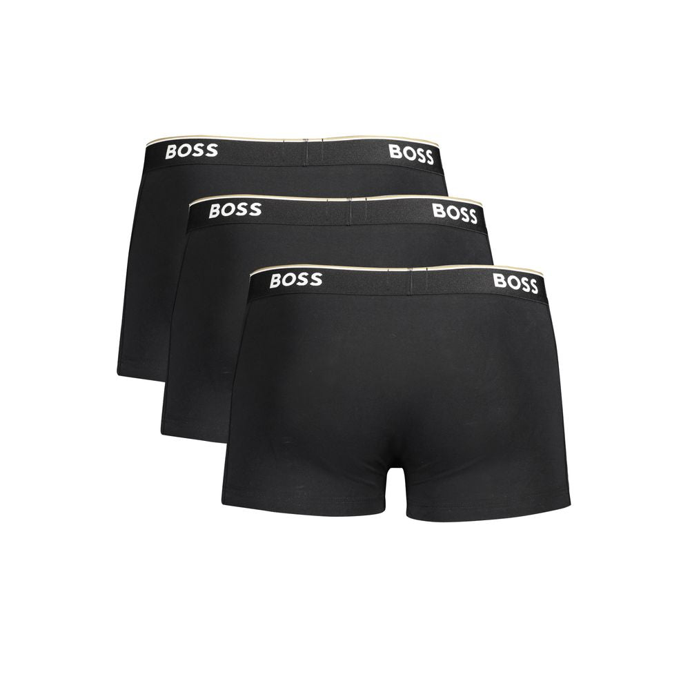 Caleçons boxers pour hommes Hugo Boss en coton noir, confort et style, vue de face.