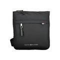 Sac à bandoulière pour femmes Tommy Hilfiger en polyuréthane noir, avec poignées et détails élégants.