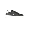 Sneakers noires en cuir pour hommes de la marque Calvin Klein, avec design moderne et détails élégants.