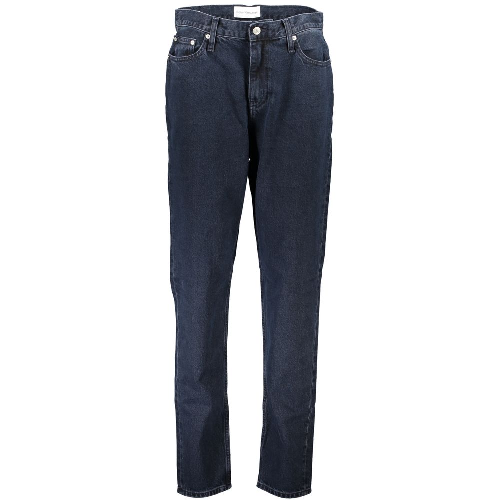 Jeans pour femmes Calvin Klein Blu en coton, coupe classique avec détails modernes, visibles sur le produit.