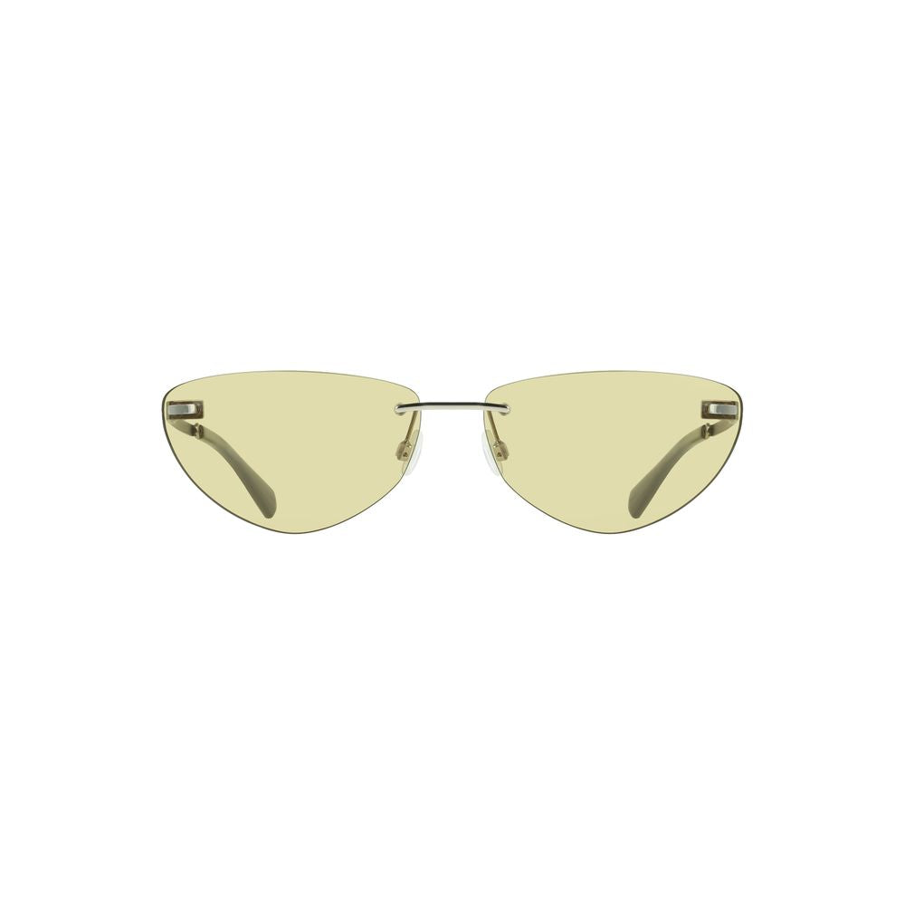 Lunettes de soleil pour femme Calvin Klein Verde Metallo avec monture en métal doré et verres teintés foncés.