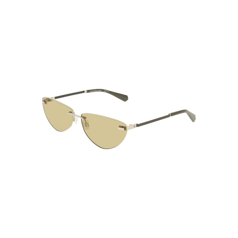Lunettes de soleil pour femme Calvin Klein Verde Metallo, monture élégante en métal vert, protection solaire tendance.