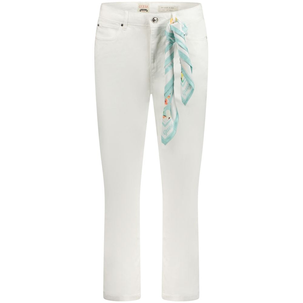 Jeans skinny pour femmes Guess Jeans Bianco en Lyocell, coupe ajustée et tissu léger, visible sur l'image.