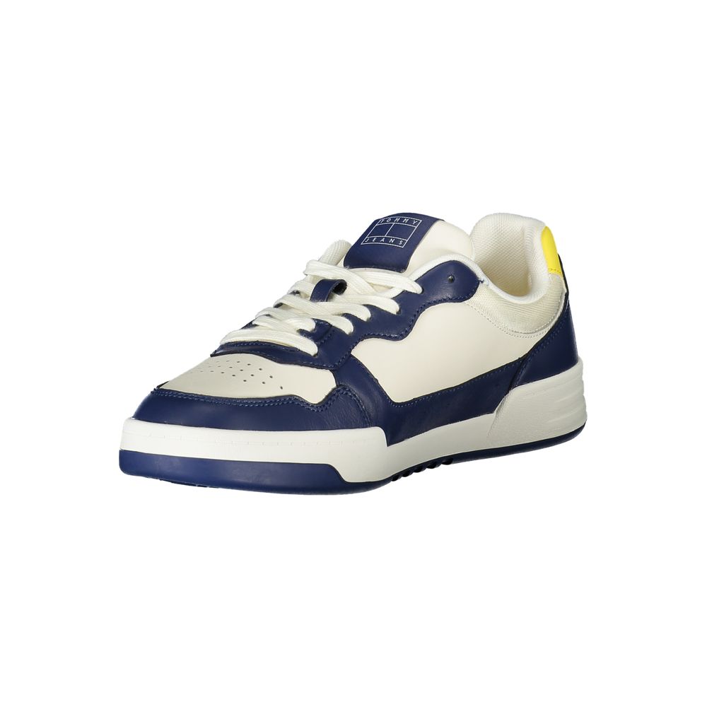 Chaussure sneaker homme en polyuréthane bleu de la marque Tommy Hilfiger, vue de profil.