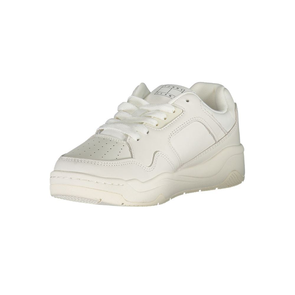 Sneakers en polyuréthane blanches Tommy Hilfiger pour femme, chaussure décontractée avec design moderne.
