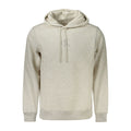 Sweat à capuche gris en coton pour homme de la marque Calvin Klein, vue de face avec détails du tissu et du logo.