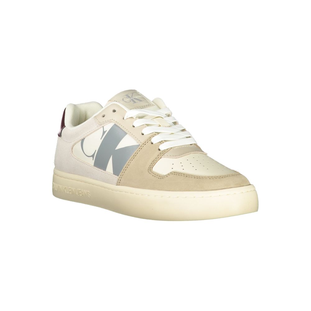 Chaussures de sport pour homme Calvin Klein beige en polyuréthane, baskets décontractées et élégantes.