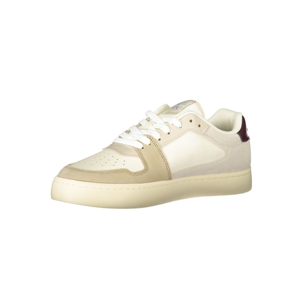 Chaussures de sport pour homme Calvin Klein beige en polyuréthane, baskets décontractées et modernes.
