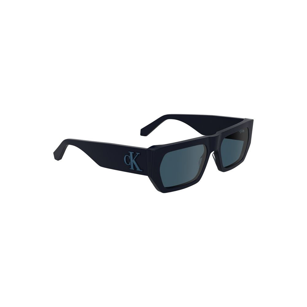 Lunettes de soleil pour femmes Calvin Klein Blue en acétate, style élégant avec monture colorée et verres teintés.