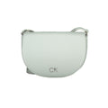 Sac à main noir en polyuréthane pour femmes de la marque Calvin Klein, élégant et moderne, avec poignées et fermeture visible.