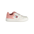 Chaussures sneaker en cuir rose pour femmes de la marque Tommy Hilfiger, style décontracté et élégant.