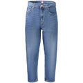 Jeans pour femmes en coton bleu de la marque Tommy Hilfiger, coupe classique et détail de la marque visible.