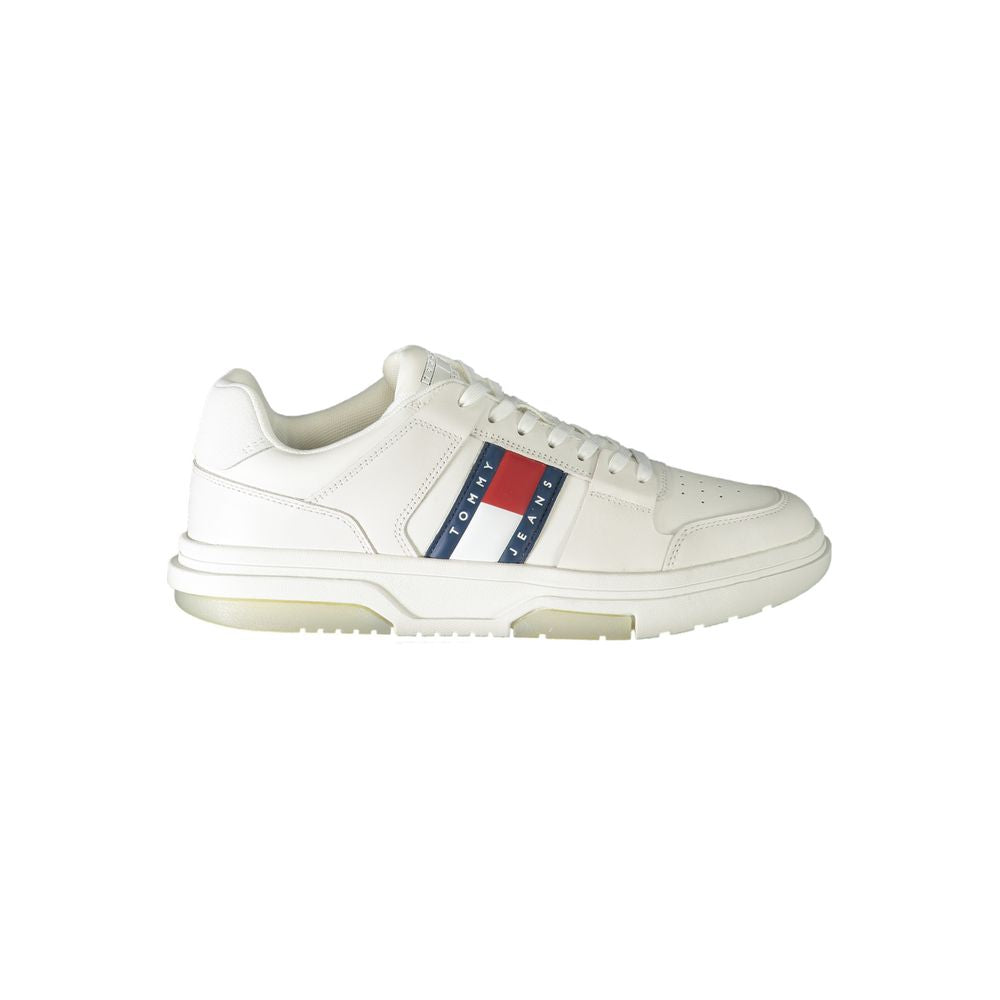 Sneaker homme Tommy Hilfiger Bianco en polyuréthane, design moderne blanc avec détails élégants, vue de face.