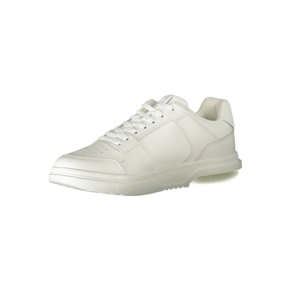 Chaussure sneaker homme Tommy Hilfiger Bianco en polyuréthane, style moderne avec semelle blanche et design élégant.