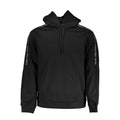 Sweatshirt homme en polyester noir de la marque Calvin Klein, col rond et style décontracté.