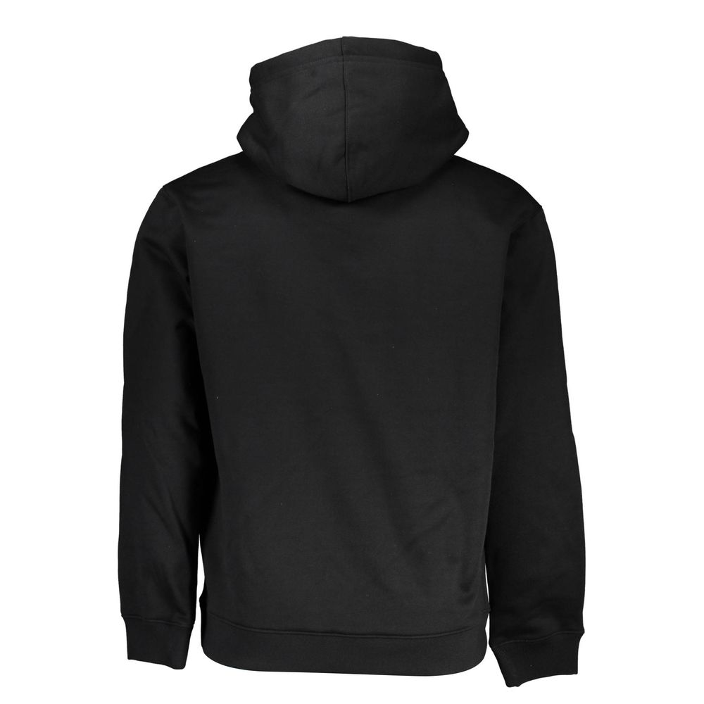 Sweat-shirt homme en polyester noir de Calvin Klein, coupe classique avec logo discret sur la poitrine.