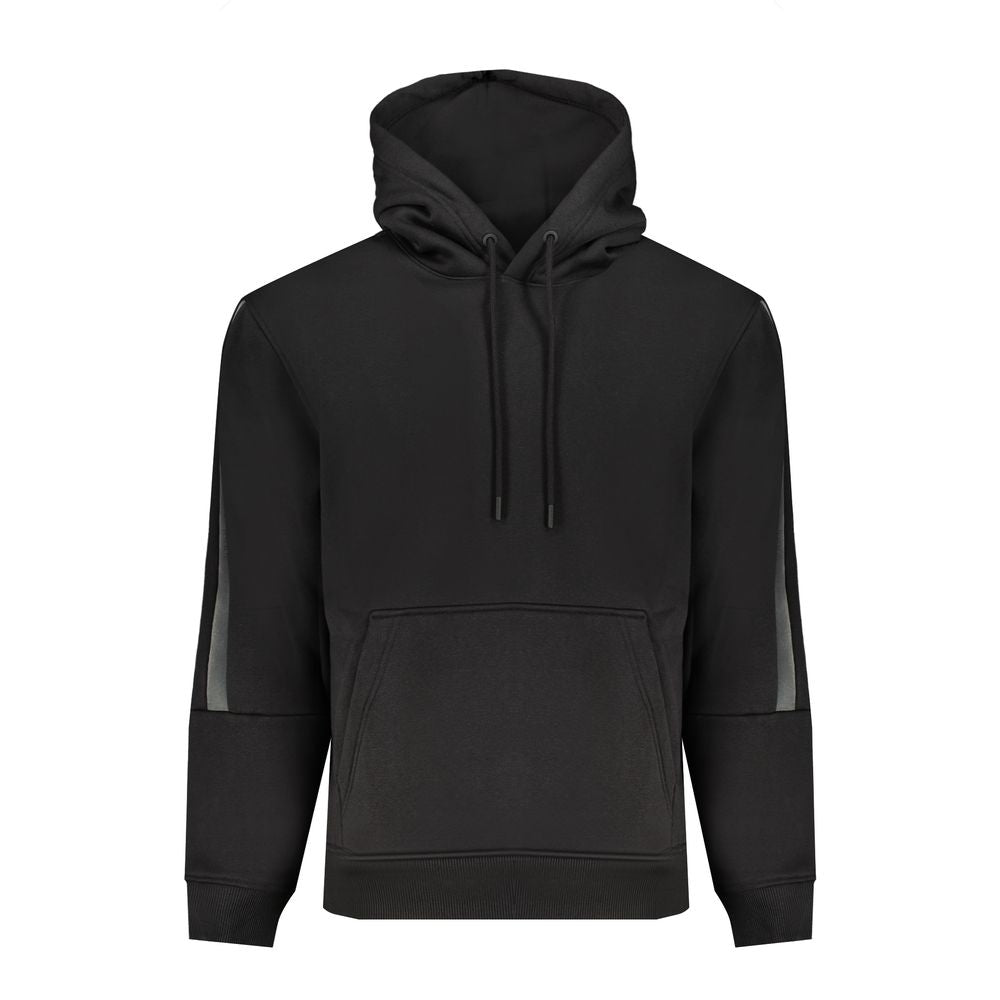 Sweatshirt pour homme Calvin Klein en coton noir, décontractée, avec logo discret, portée décontractée, vue de face.