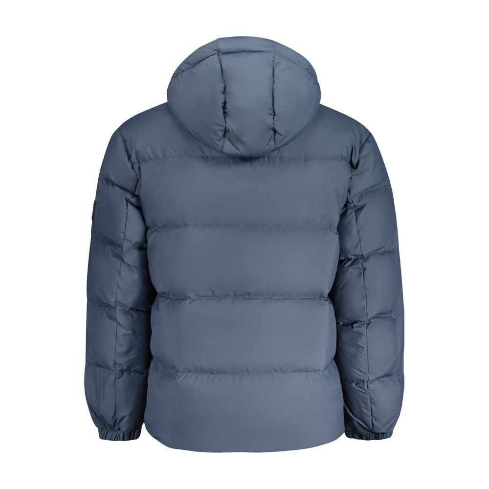 Veste en polyester bleue pour homme de Tommy Hilfiger, coupe décontractée avec col et poches frontales.
