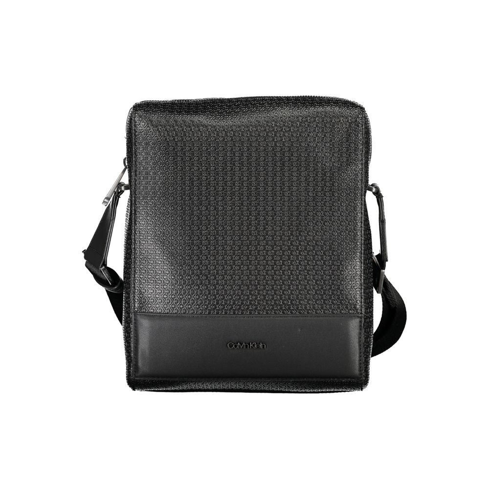 Portefeuille pour homme en cuir noir de la marque Calvin Klein, avec plusieurs compartiments visibles.