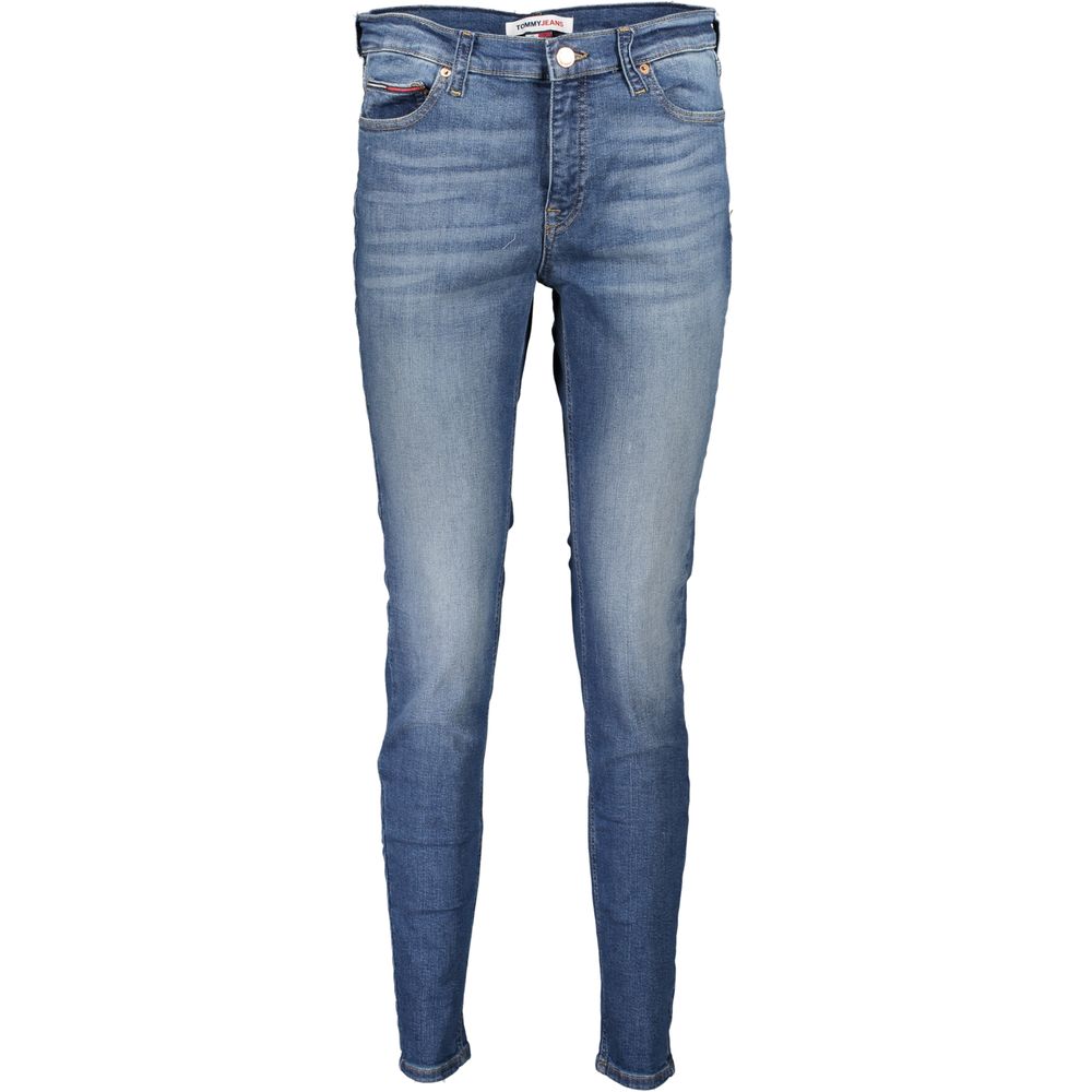 Jeans skinny en coton bleu pour femme de la marque Tommy Hilfiger, coupe ajustée et style classique.