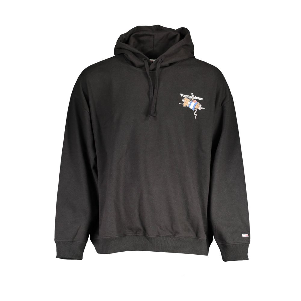Sweat-shirt homme en coton noir de la marque Tommy Hilfiger, design classique avec logo discret sur la poitrine.