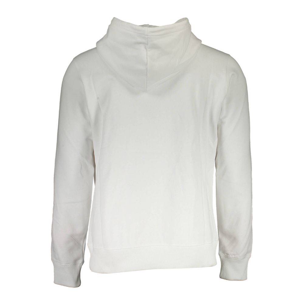 Pull homme Calvin Klein en coton blanc, vue de devant, avec col ras du cou et manches longues.