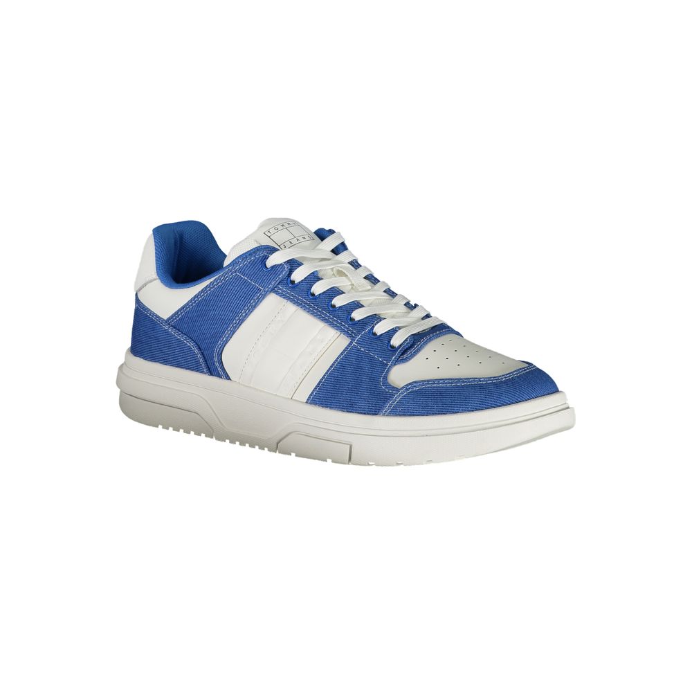Sneaker pour homme Tommy Hilfiger Bianco en polyuréthane, design épuré avec semelle blanche et détail de la marque.