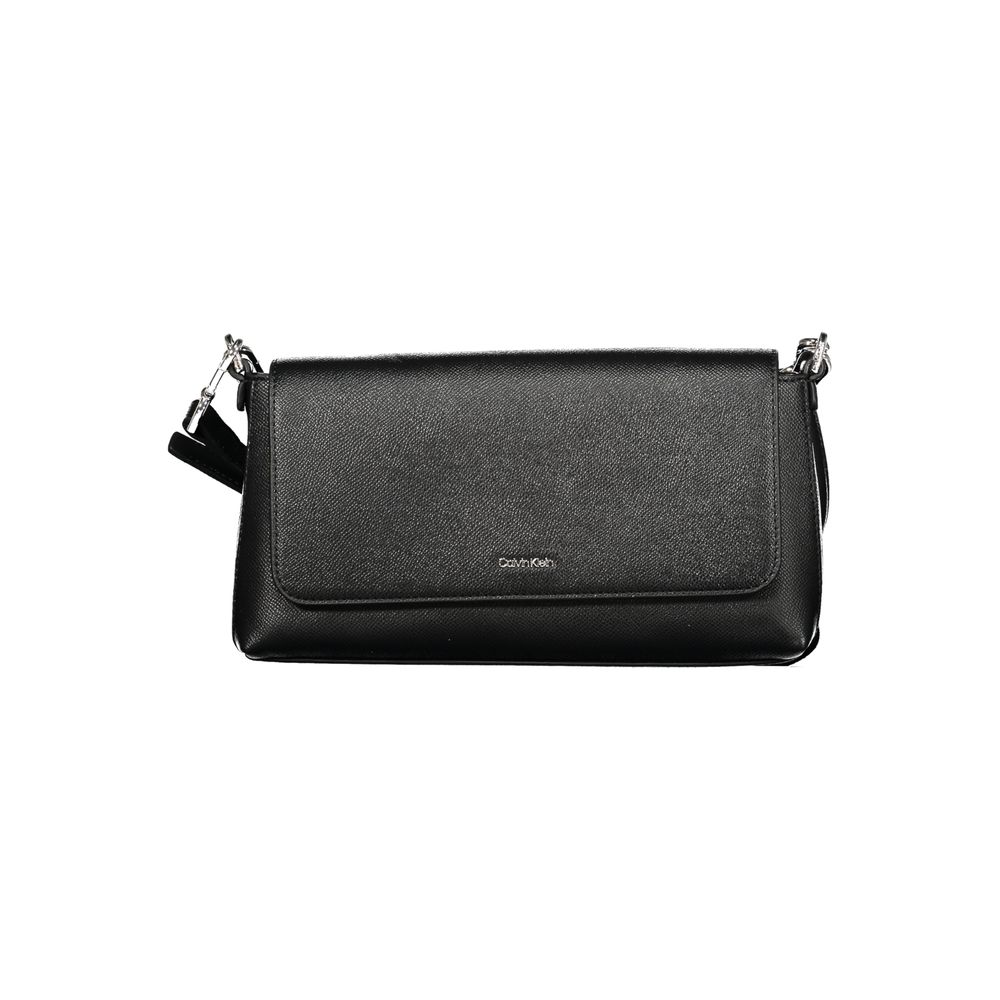 Sac à main femme Calvin Klein en polyuréthane noir, élégant et moderne, avec poignées et détails stylés.