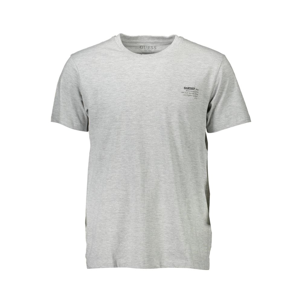 T-shirt gris en coton pour homme de la marque Guess Jeans, coupe classique, vue de face.