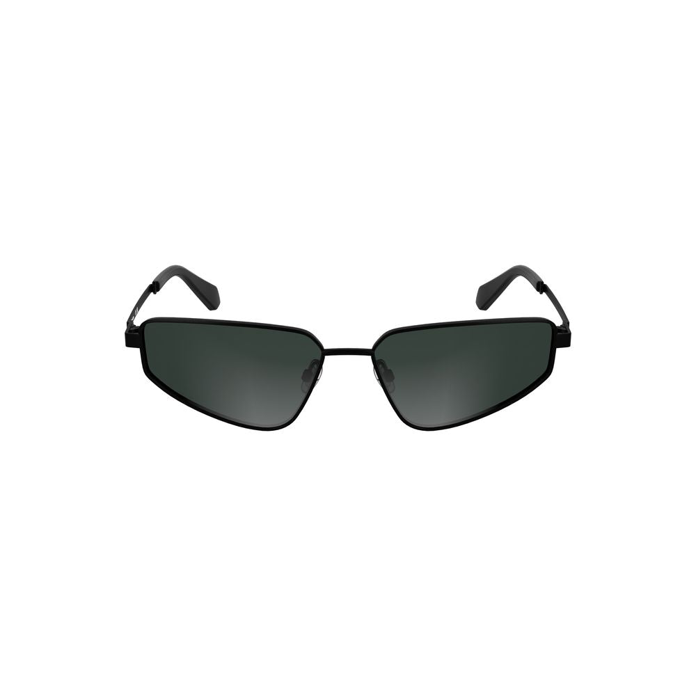 Lunettes de soleil pour femmes Calvin Klein en métal noir, avec monture élégante et design moderne.