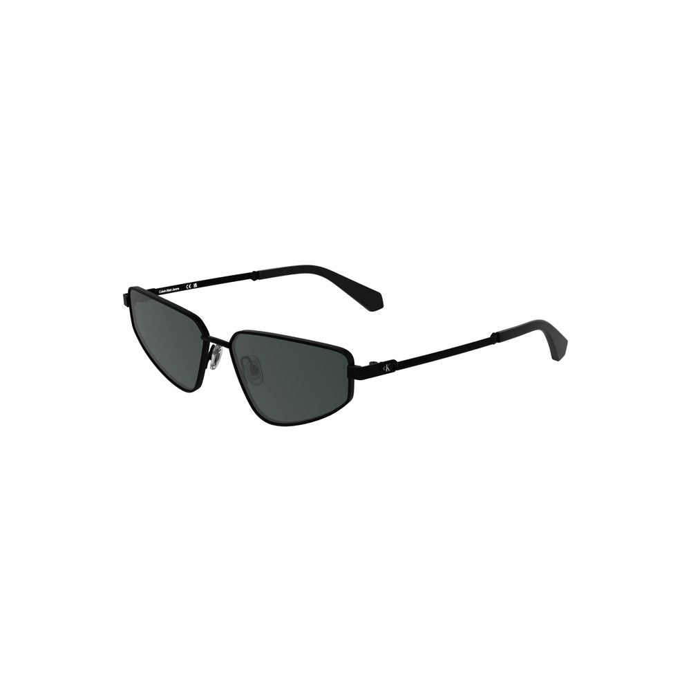 Lunettes de soleil noires pour femmes Calvin Klein avec monture en métal élégant, vue de face.