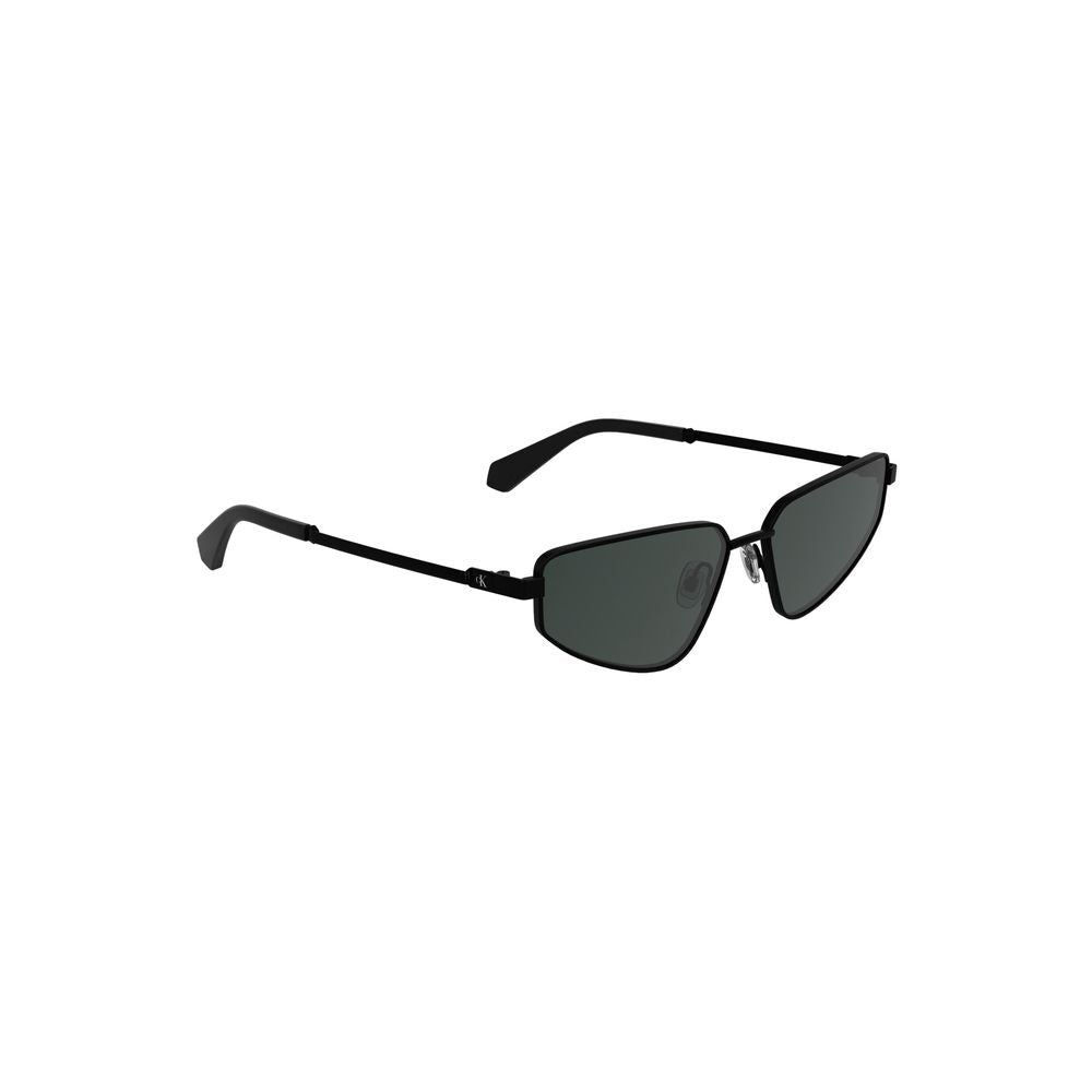 Lunettes de soleil pour femmes Calvin Klein en métal noir, avec monture élégante et design moderne.