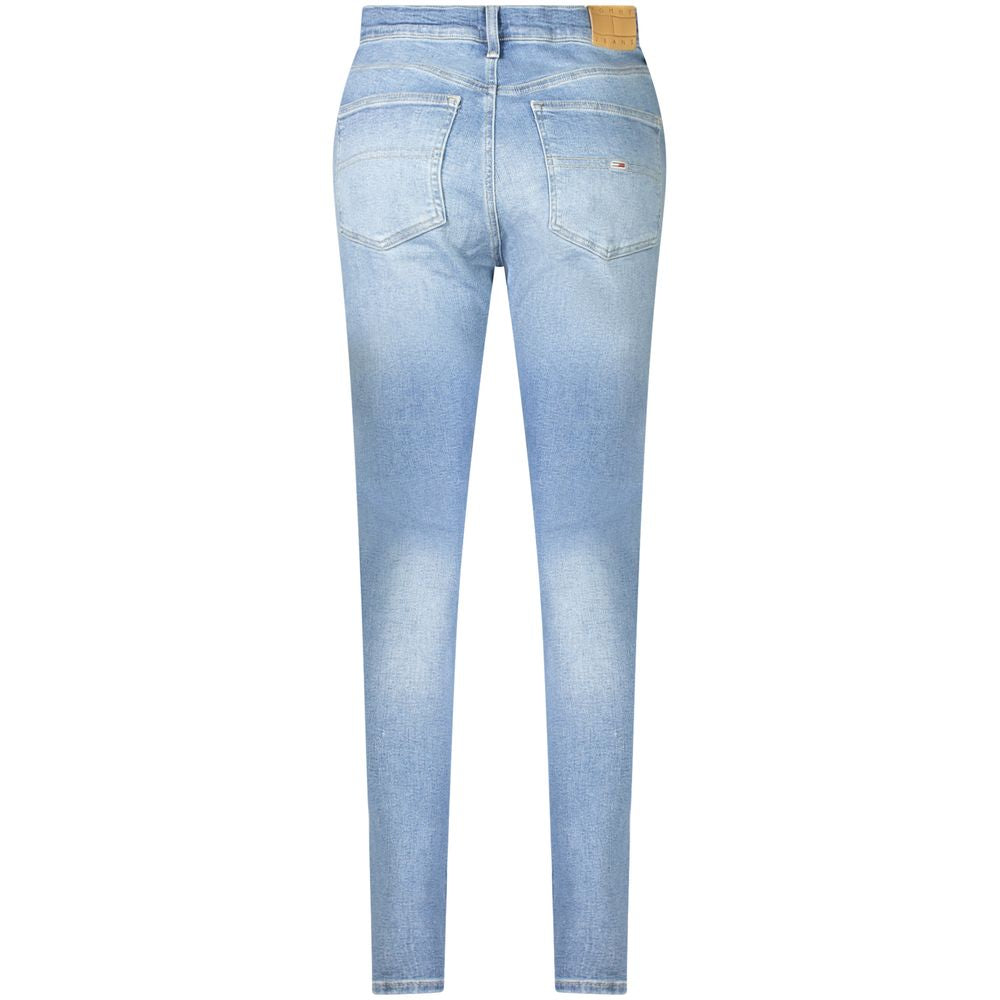 Jean skinny en coton bleu pour femme de la marque Tommy Hilfiger, coupe ajustée et style moderne.