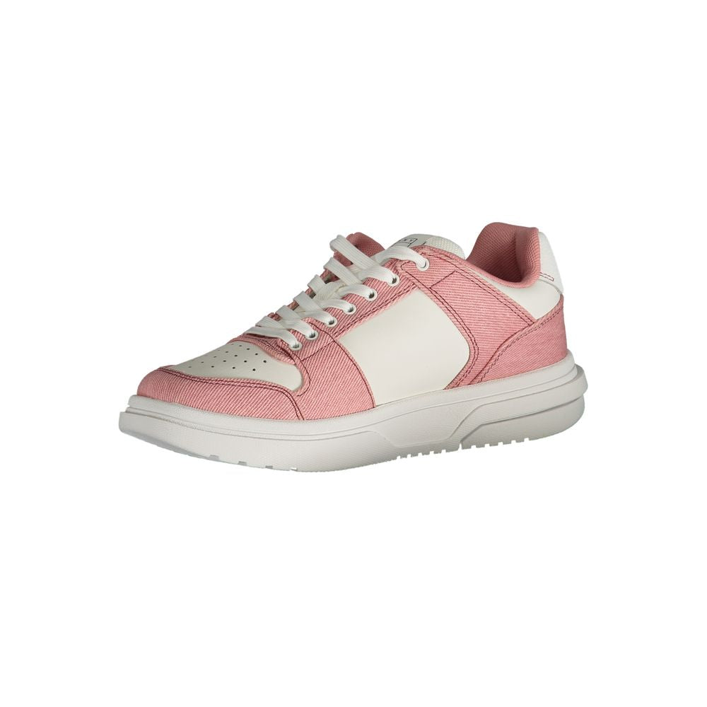 Sneakers Tommy Hilfiger pour femmes en polyuréthane rose, confortables et tendance, avec design moderne.