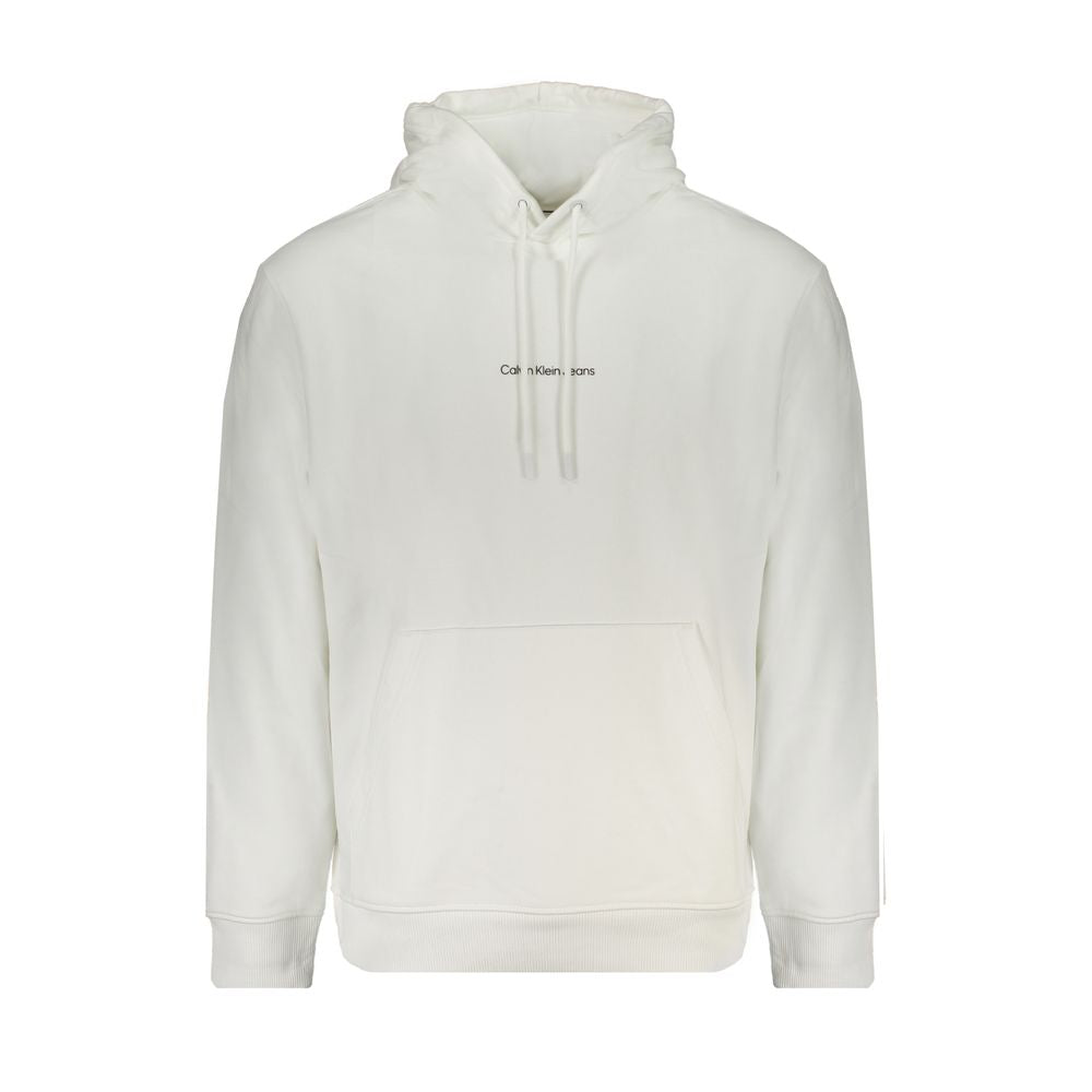 Sweat-shirt blanc en coton pour hommes de la marque Calvin Klein, vue de face, avec logo discret sur la poitrine.