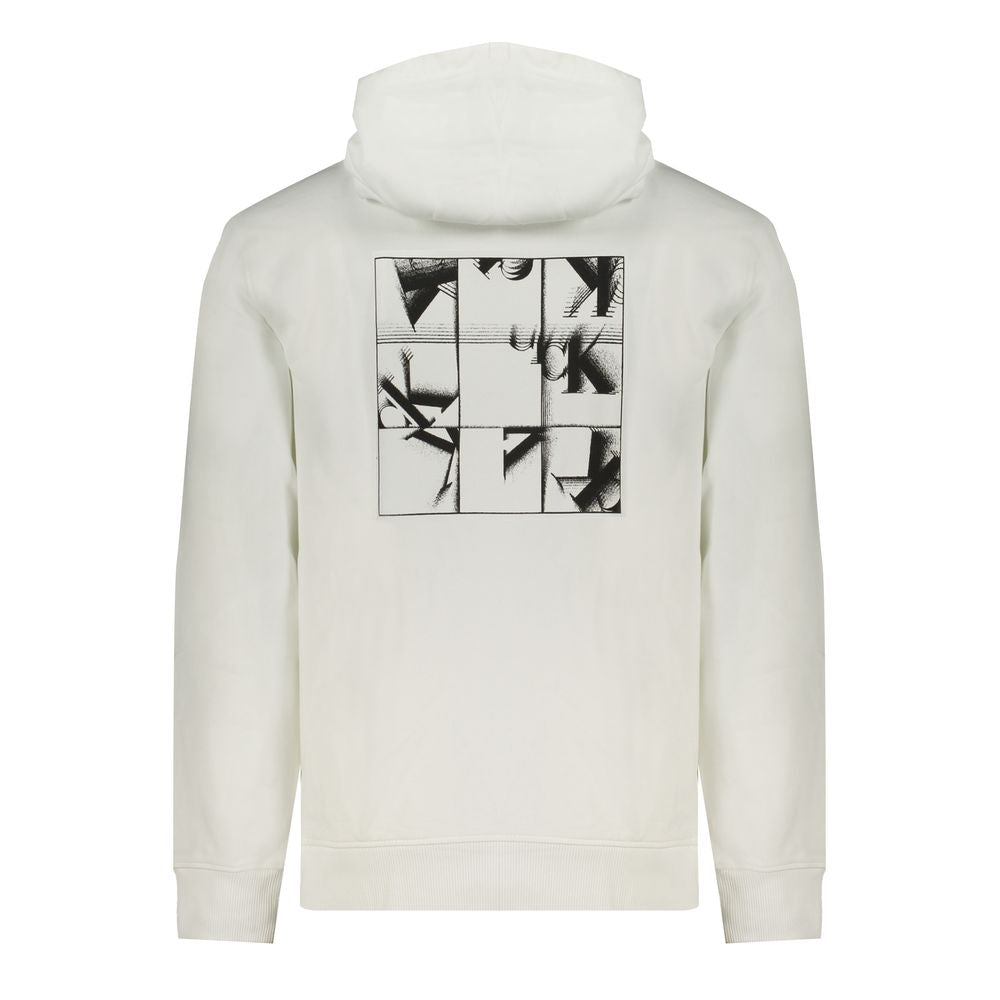 Sweat-shirt en coton blanc pour homme de la marque Calvin Klein, vue de face, avec col rond et logo discret.