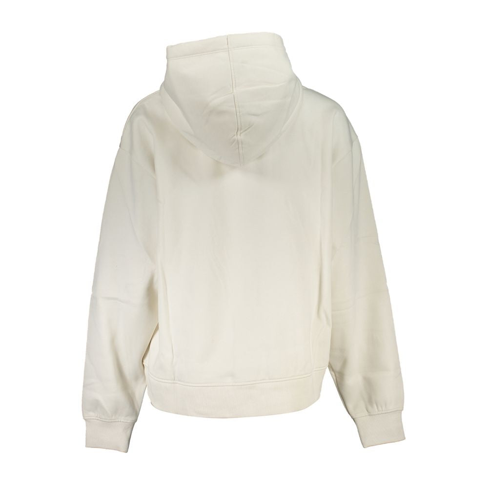 Sweat-shirt femme en coton blanc de Calvin Klein, coupe confortable, avec logo discret sur la poitrine.