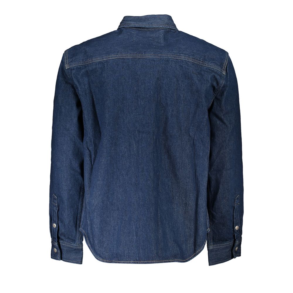 Veste en coton bleu pour homme de la marque Calvin Klein, vue de face, avec fermeture éclair et col classique.