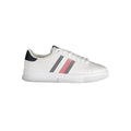 Sneakers blanches en polyuréthane pour homme de Tommy Hilfiger, chaussures décontractées avec logo classique.