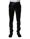 Pantalon noir Dolce & Gabbana avec embellissements en sequins, style élégant et glamour, vue de face.